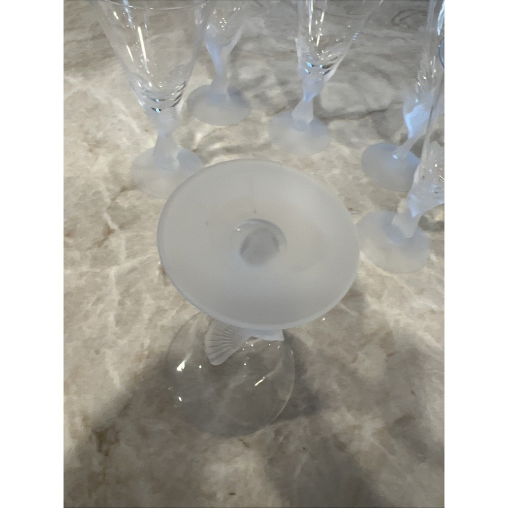 Set Of 6 Sasaki Crystal Wings Clear 7 3/4"Cordial Glasses Frosted Dove Bird New! - Picture 5 of 7
